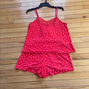 Red Heart Print Women's Sleepwear Set